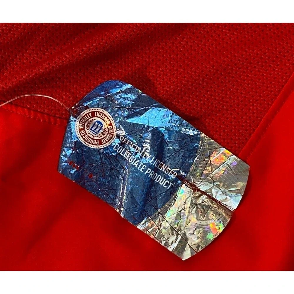 Nike Mens Size M Pullover Windbreaker V-neck Ohio State Polyester Red Solid NCAA